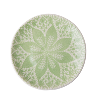 Ceramic Lunch Plate Pastel Green Lace Embossing Print By Rice DK